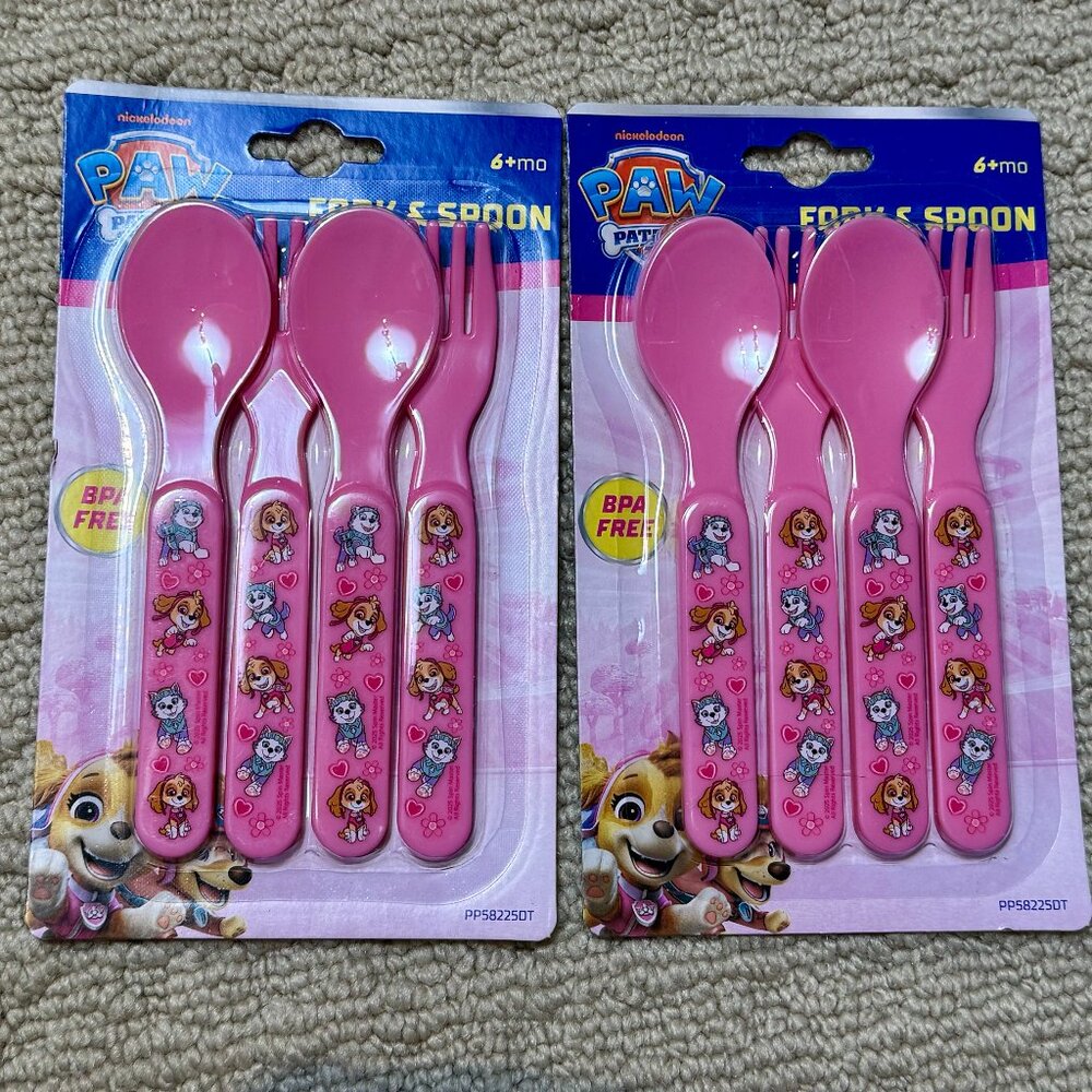 8 Pieces Kids Pink Paw Patrol Forks & Spoons Bundle